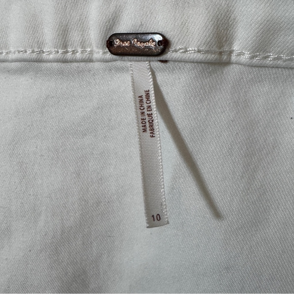 Free People 90s Style White Mini Skirt Button Front Summer Stretch - Picture 5 of 6